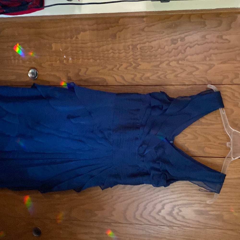 Adrianna papell long chiffon gown with ruffles. Blue color size 14.